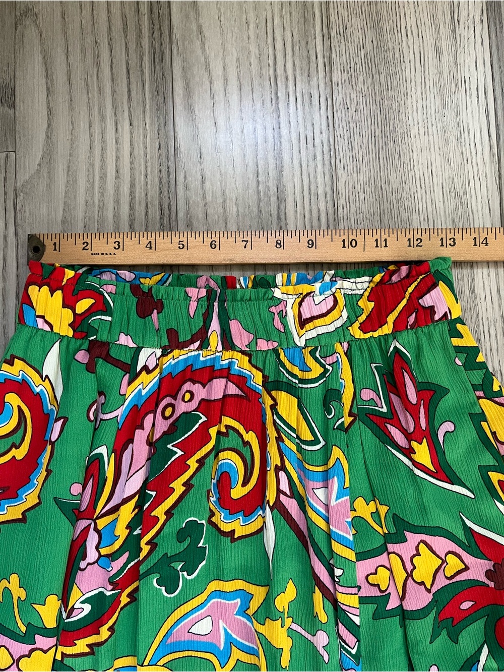NWOT BODEN Crinkle Midi Skirt, Green, Paisley Azure Size 4R - Picture 9 of 10